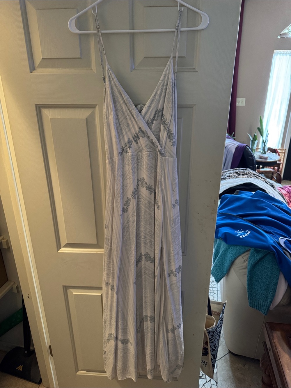 Gianni beanie long Bohemian dress with slit up the side size small